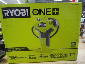 lot 254 image: RYOBI ONE 18V Cordless High Pressure Inflator with Digital Gauge (Tool Only) (OPEN BOX)