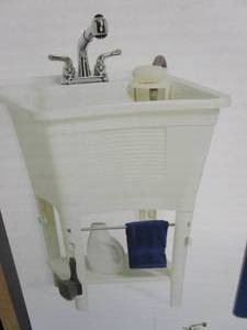 lot 261 image: GLACIER BAY All-in-One 24 in. x 24 in. 20 Gal. Freestanding Laundry Tub in White (OPEN BOX)