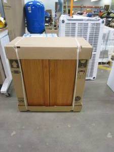 lot 293 image: HAMPTON BAY Hampton Assembled 27x30x12 in. Wall Kitchen Cabinet in Medium Oak (APPEARS TO BE IN NICE CONDITION)