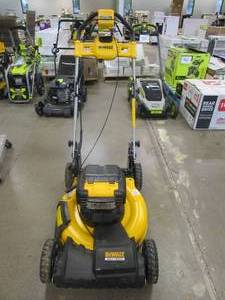 lot 308 image: DEWALT 20V MAX 21.5 in. Battery Powered Walk Behind Self Propelled Lawn Mower (MISSING BAGGER, UNTESTED)
