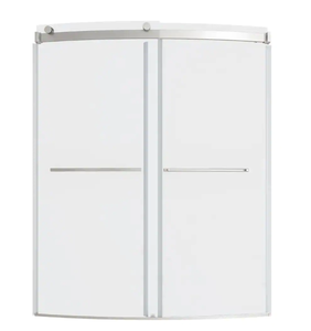 lot 329 image: AMERICAN STANDARD Ovation Curve 60 in. W x 72 in. H Sliding Frameless Barn Shower Door in Brushed Nickel