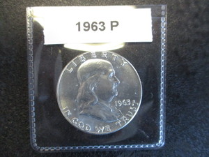 8. 1963-P Ben Franklin Silver Half Dollar - Uncirculated Directly taken from Original 10.00 Mint Roll (See Pictures)