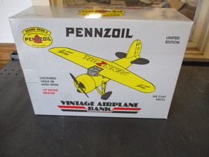 27. Spec Cast Collectibles Lockheed Vega 5B High Wing Pennzoil Die Cast Metal Coin Bank