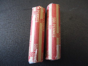2 Rolls 0f (50) Lincoln Wheatback Pennies from the 40s and 50s Includes 1943 Steel Pennies (seen in every roll opened)