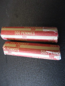 2 Rolls 0f (50) Lincoln Wheatback Pennies from the 40s and 50s Includes 1943 Steel Pennies (seen in every roll opened)