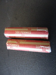 2 Rolls 0f (50) Lincoln Wheatback Pennies from the 40s and 50s Includes 1943 Steel Pennies (seen in every roll opened)