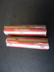 2 Rolls 0f (50) Lincoln Wheatback Pennies from the 40s and 50s Includes 1943 Steel Pennies (seen in every roll opened)