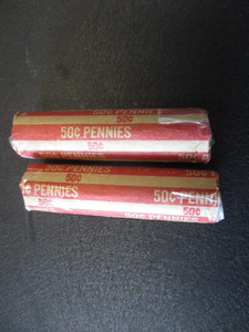 2 Rolls 0f (50) Lincoln Wheatback Pennies from the 40s and 50s Includes 1943 Steel Pennies (seen in every roll opened)