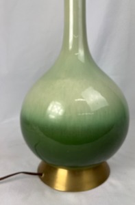 lot 23 image: Mid Century Modern Italian Tall Green Glaze Ceramic Table Lamp