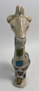 lot 318 image: The Fenix Raku Pottery Giraffe 12.5 Tall Figurine - Hand Made in South Africa