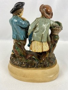 lot 79 image: Vintage Borghese Chalkware Figurine of Two Children in Hats - Italy