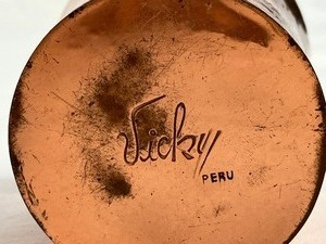 lot 105 image: Vintage Sterling Silver & Copper Handwrought Cup by Vicky Peru - 1970s