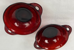 lot 136 image: Vintage Red Cranberry Glass Bowls and Tumbler