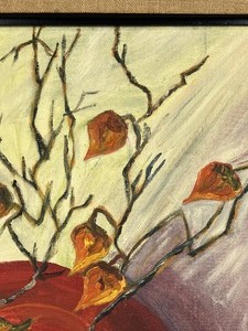 lot 101 image: Vintage Original Framed and Signed Autumn Still Life Painting- Audrey Buckman