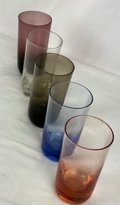 lot 156 image: Mid-Century Set of 5 Multi-Colored Glasses