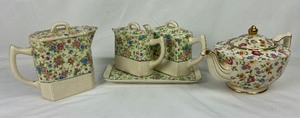 lot 143 image: Antique Floral Teapots from England and Japan