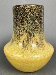 lot 182 image: Two Art Glass Vases in Yellow and Brown