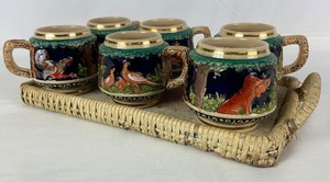 lot 202 image: Vintage Werner Corzelius Soup Tureen and Mug Set with Tray - Hunting Themed - West Germany
