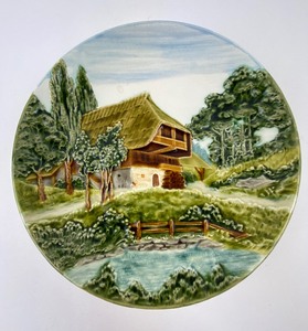 lot 257 image: Miniature Limoges Plates - France, Painted Plate from Germany, & Vintage Cloth Napkins
