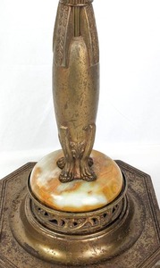 lot 251 image: Vintage Standing Brass Ashtray Holder with Slag Glass - Antique Smoking Stand