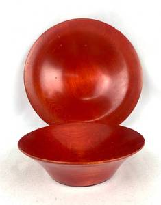 lot 281 image: Vintage Wooden Serving Bowls - Red