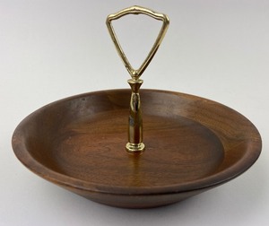 lot 289 image: Vintage Wooden Bowls - Dominical Republic, Solid Walnut Nut Bowl,  Large Salad Bowl and Bananans