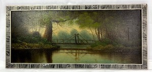lot 25 image: Two Framed Antique Oil Landscape Paintings