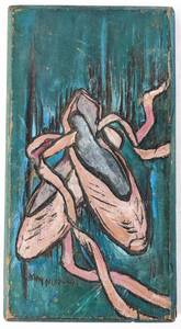 lot 32 image: Four Mid Century Art Hangings - Metal  Ceramic  Wood, One Signed