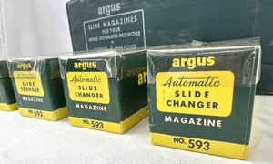 lot 356 image: Kodak and Argus Vintage Slide Trays w Iconic 1950s Kodak Transparency Slides