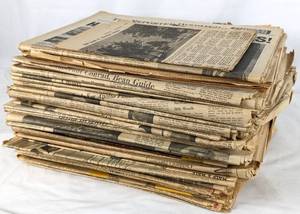 lot 188 image: Box of Newspapers with JFK  Kennedy and Moon Landing Themes - Assassination and Apollo 11