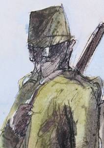 lot 48 image: Original Signed Watercolor of Two WWI Soldiers