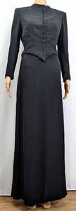 lot 12A image: Vintage HELEN COOKMAN NY Black Evening Suit - Full-Length Skirt and 21-Button Jacket