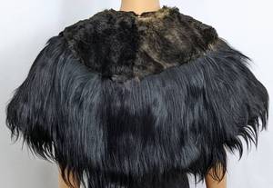 lot 44A image: Black Horse Hair Capelet  Stole with Rabbit Fur Trim