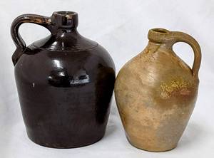 lot 243 image: Vintage Stoneware Handled Jugs