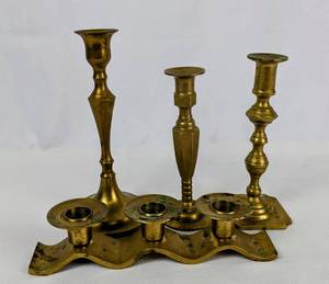 lot 349 image: Vintage Brass Candlestick Holders