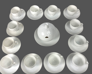 lot 152 image: 12 Demitasse Cups & Saucers and Covered Bowl - Rosenthal Lotus White China- Made in Germany