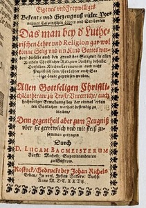lot 321 image: Antique German Religious Book - 1628 Theodor Thumm  1631 Hans Felix Koller  1627 D. Lucas Bacmeister