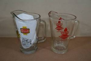Vintage Schmidt and Grain Belt Glass Beer Pitchers