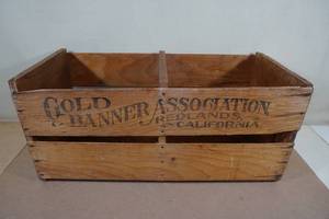 Vintage Wood Shipping Crate - Gold Banner Assoc. - Half Moon