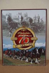 2008 Budweiser Clydesdale 75th Anniversary Tin Sign
