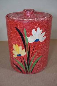 Vintage Ransburg Red Speckled Stoneware Jar