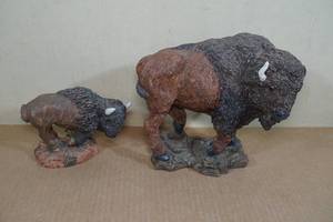 2 Buffalo Statues