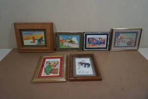 Assorted Vintage Framed Adult Humor Postcards