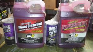 BG Synthetic Blend Power Steering Fluid and Cleaner.