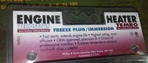 Freeze Plug Engine Heater, Temro