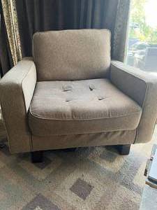Brown Chair and Wood Side Table