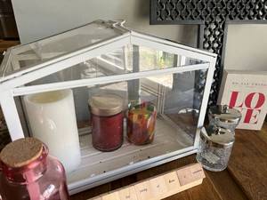 Decorations Terrarium, Candles, Plaque, Pink Jar, Wood Word Blocks