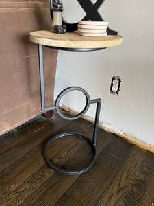 Wood End Table and Decor