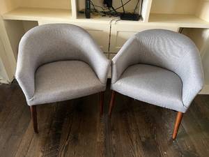 Pair of Gray Side Chairs with Accent Pillows