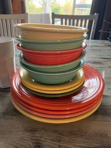 Fiesta Ware Dishes & 3 Glasses